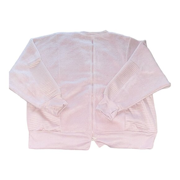 NWT TAHARI SPORT Lilac Long Sleeve w Thumbholes Fuzzy Back Zip Shirt Top 2X - Picture 2 of 5